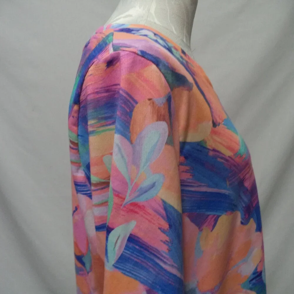 Soft Surroundings Felisa knit Floral tunic top blouse V-neck Size Sz Large Lg L - Picture 12 of 13